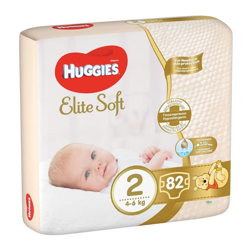 Scutece Huggies Elite Soft Mega, marimea 2, 4-6kg, 82 bucati