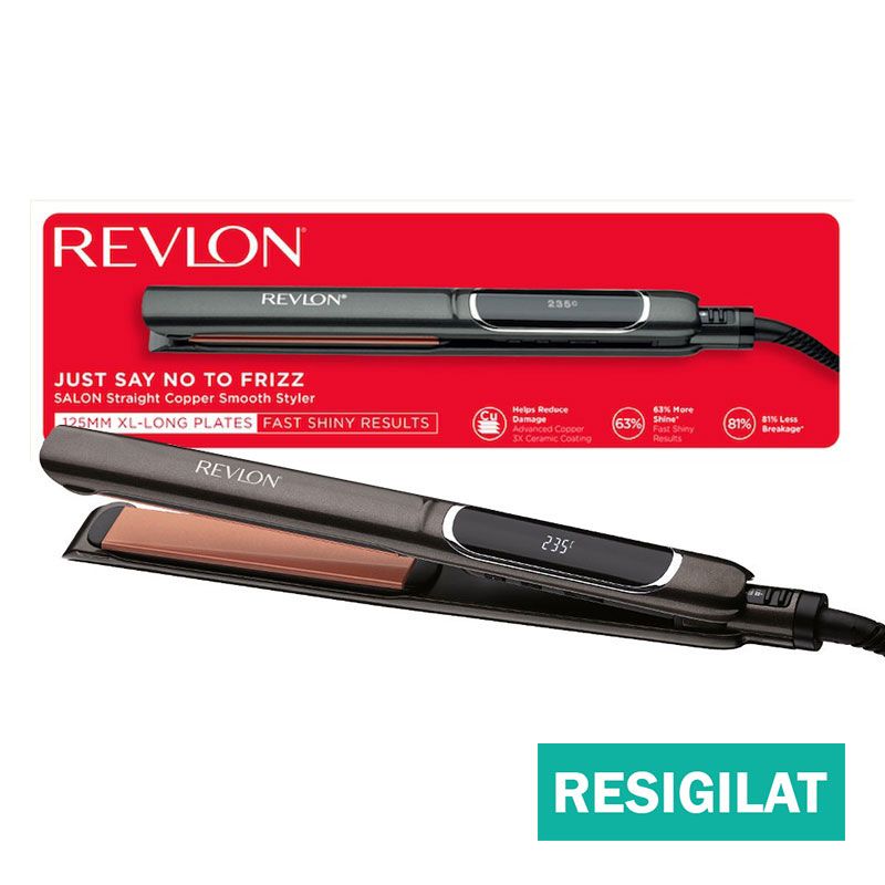 Placa de indreptat parul REVLON Salon Straight Copper Smooth Styler RVST2175E2, afisaj LCD, resigilata